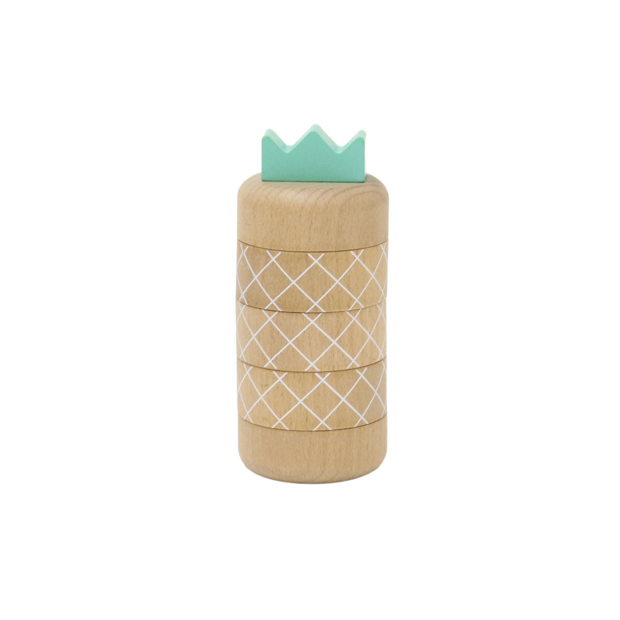 kiko aloha pineapple wooden topple game and stacker toy