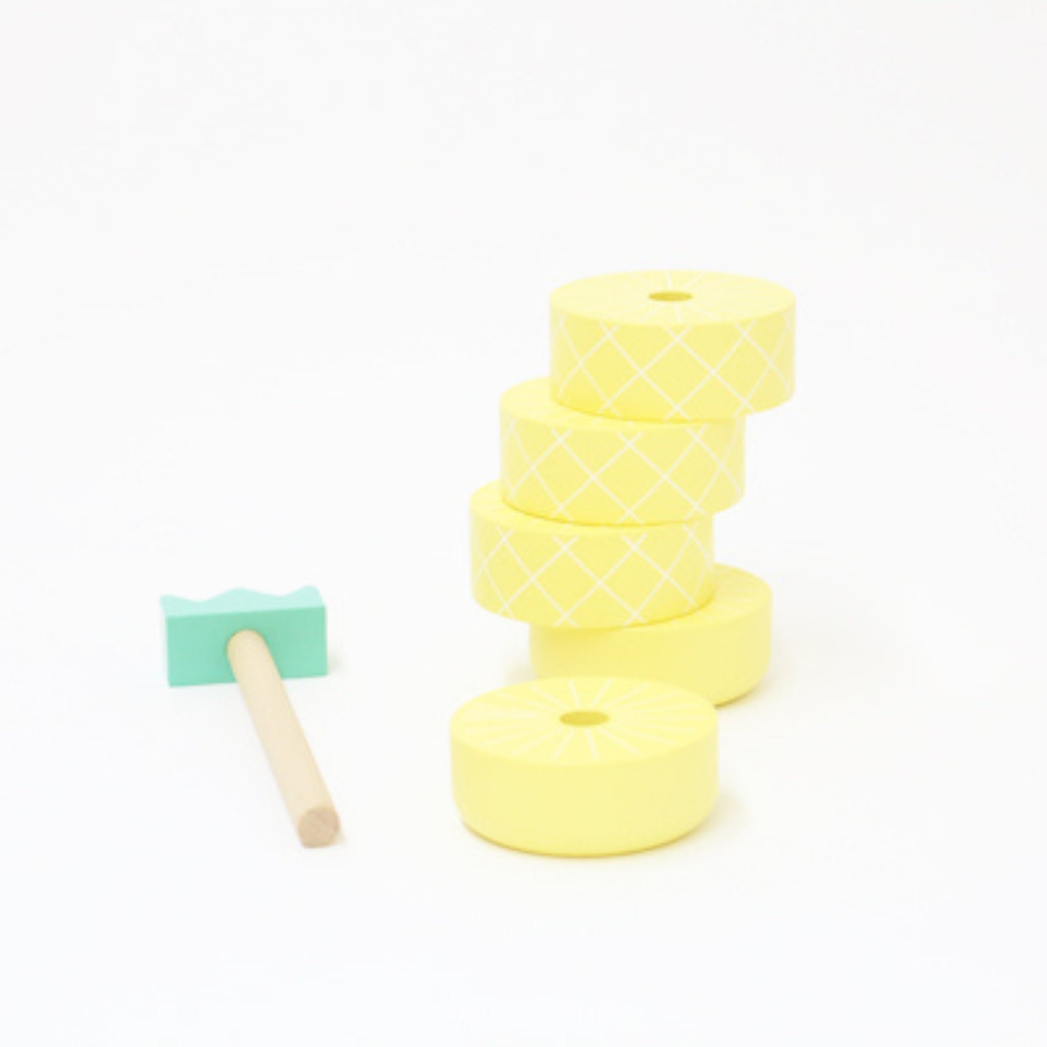 kiko aloha pineapple wooden topple game and stacker toy